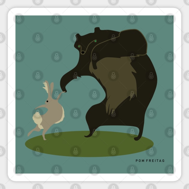Bear twirls bunny : Magnet by Annie Pom Freitag